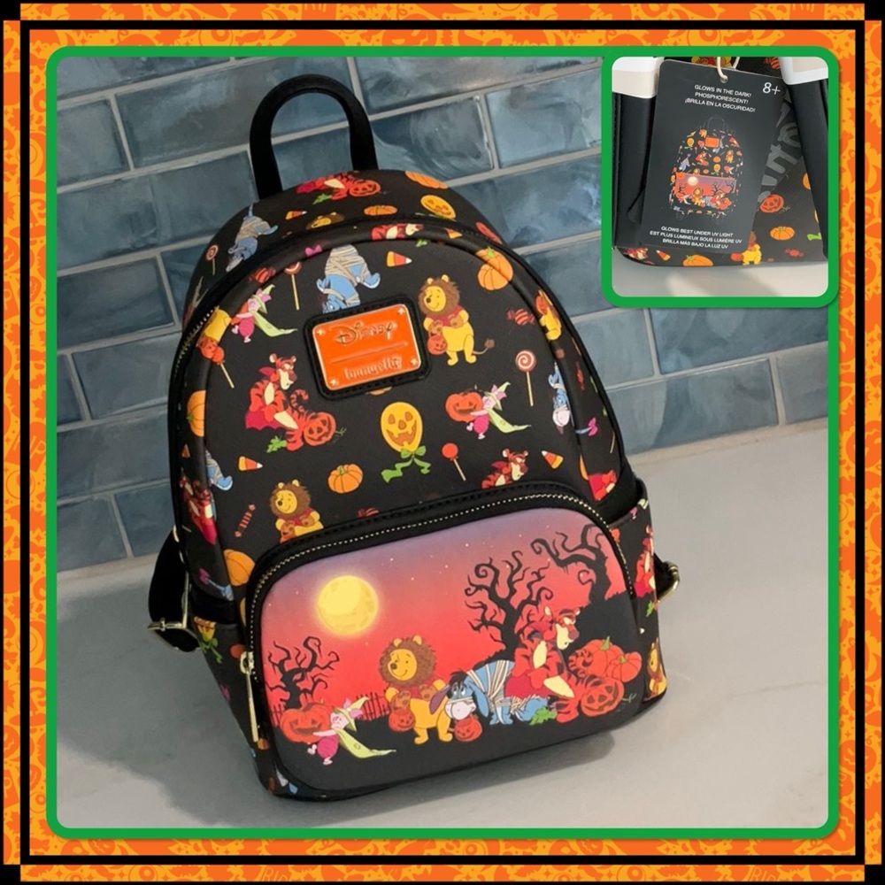Disney Loungefly Pooh and Friends Glow-in-the-Dark Halloween Backpack NWT!